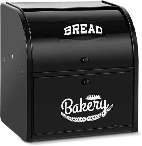 black metal bread box|stainless steel countertop bread box.